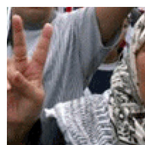 Arab woman shows peace sign